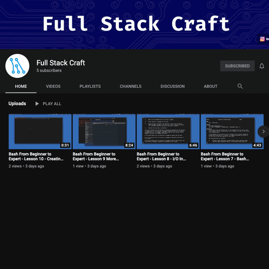 Full Stack Craft's YouTube channel.