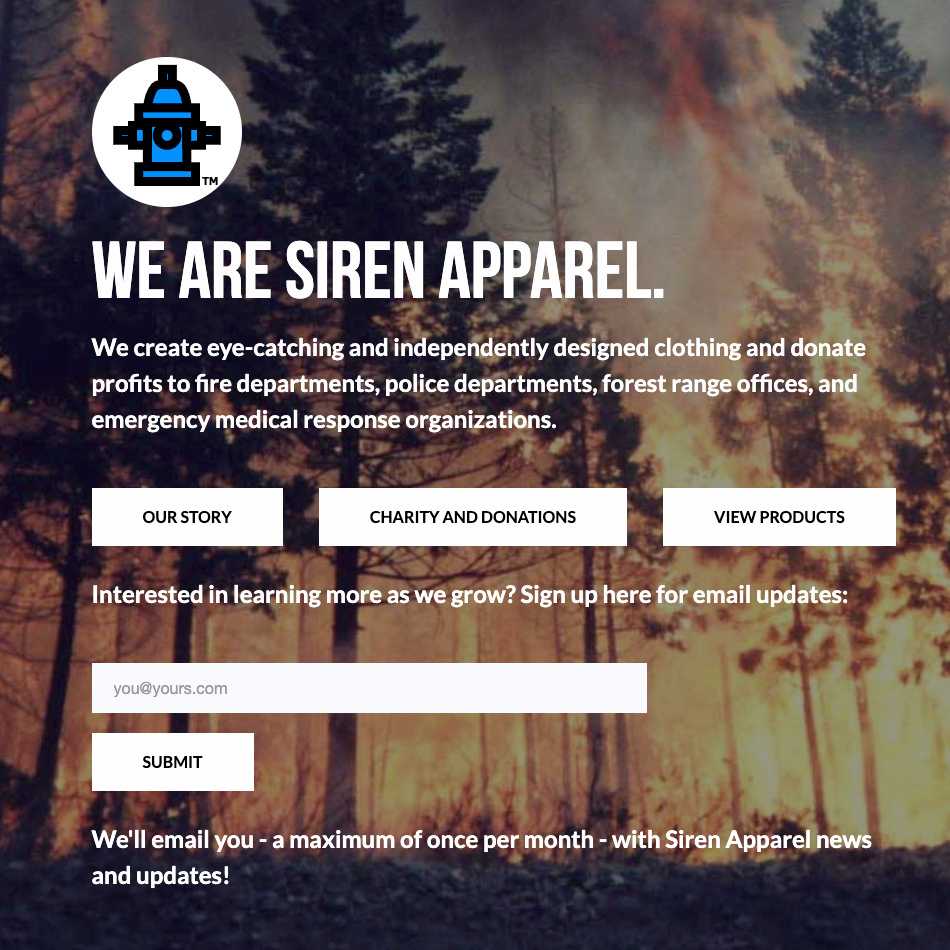 Siren Apparel is a charity clothing company supporting fire fighters and police officers.