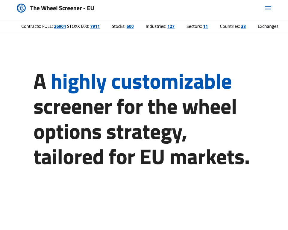 The Wheel Screener - EU screens the entire european options market - daily!